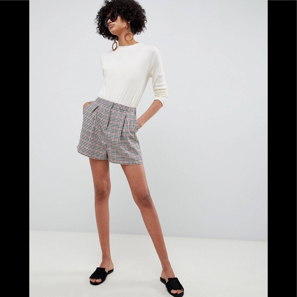 ASOS Design high waisted shorts in check